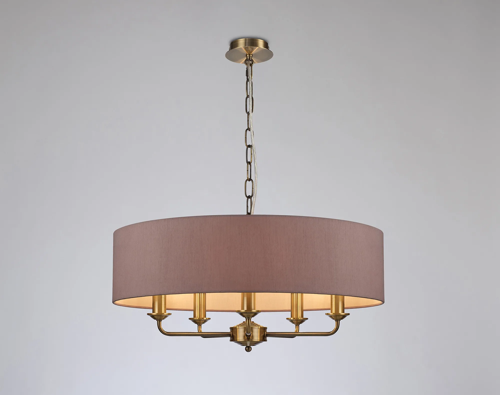 Banyan 60cm 5 Light Pendant Antique Brass, Taupe/Halo Gold DK0043  Deco Banyan AB TA